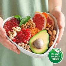 Tray of plant-based fiber foods shown with Benefiber plant-based fiber badge