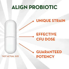 Align probiotic capsule diagram with unique strain, effective CFU dose, guaranteed potency