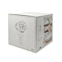 Stoneware dinnerware set box with floral dish graphic
