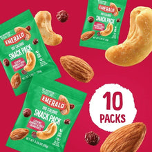 Emerald 100 calorie snack pack pouches with cashews, almonds, and cranberries