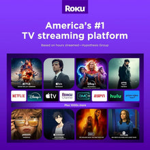 Roku TV streaming platform promotional graphic with app icons