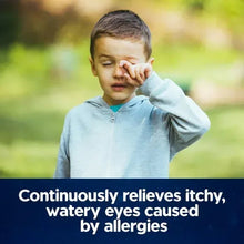 Children's allergy relief liquid ad text: continuously relieves itchy, watery eyes