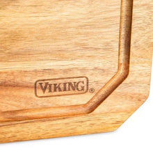 Acacia reversible carving board with juice channel and VIKING logo