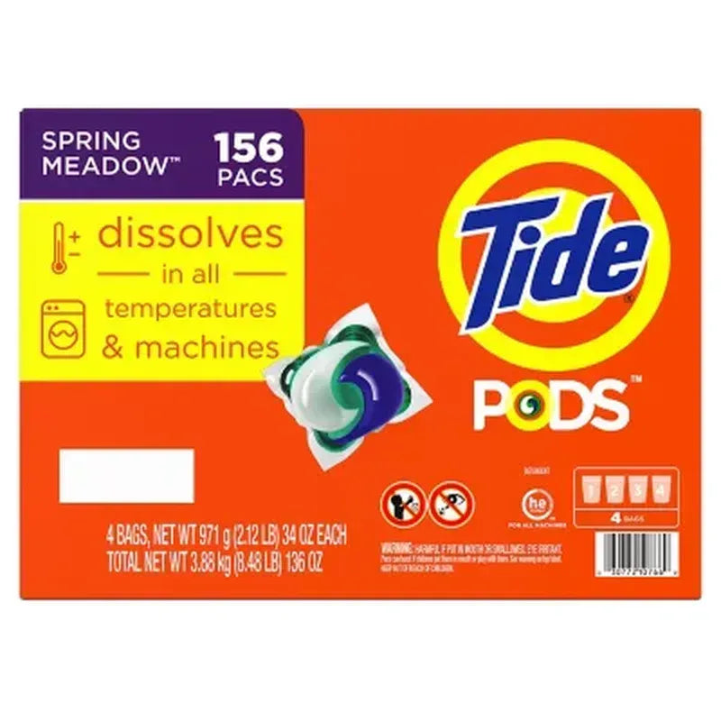 Tide PODS Liquid Laundry Detergent Pacs, Spring Meadow (156 Ct.)