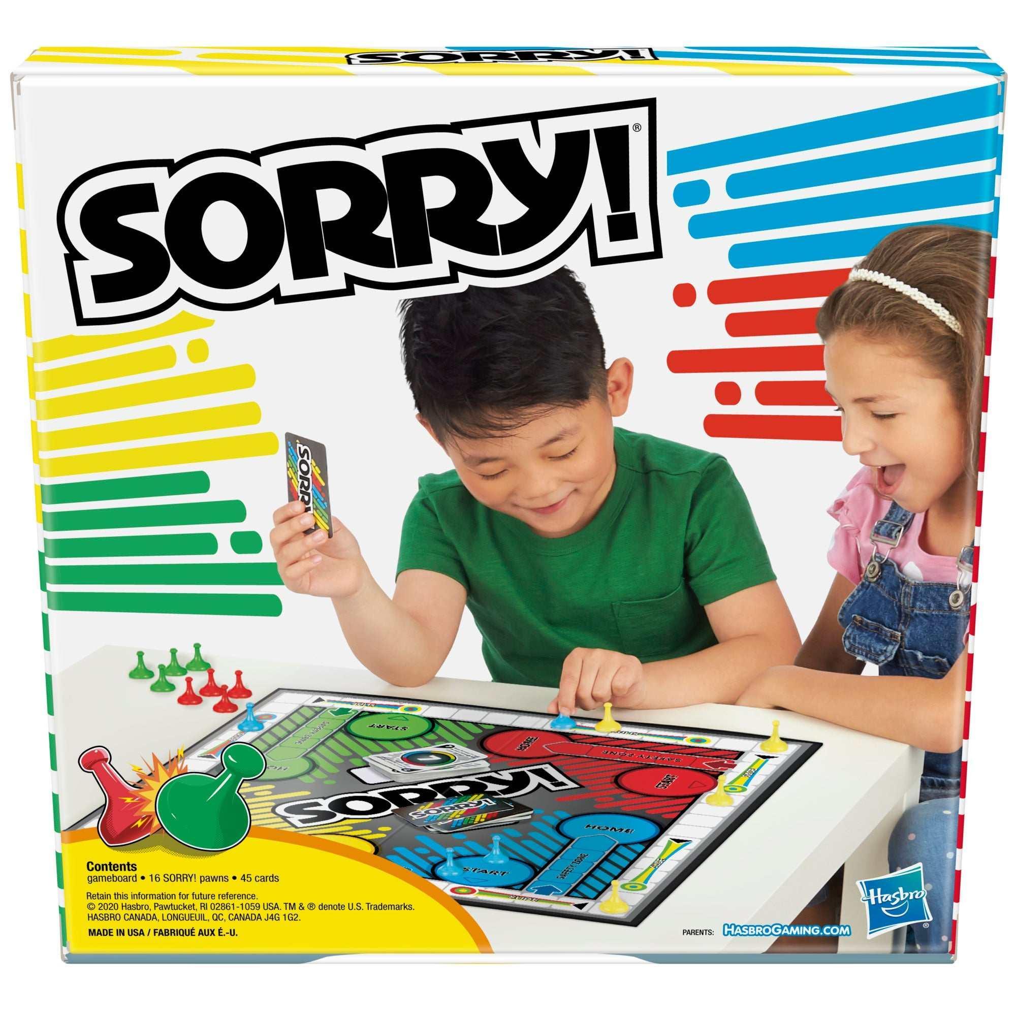 Sorry! Board Game for Kids, Classic Hasbro Board Game; Each Player Gets 4 Pawns, Holiday Gifts for Kids, Ages 6 and up - USA MEGA SHOP