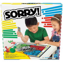Sorry! board game set box showing the board and kids playing