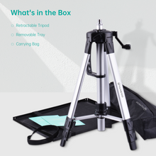 Retractable projector tripod stand kit with removable tray and carrying bag
