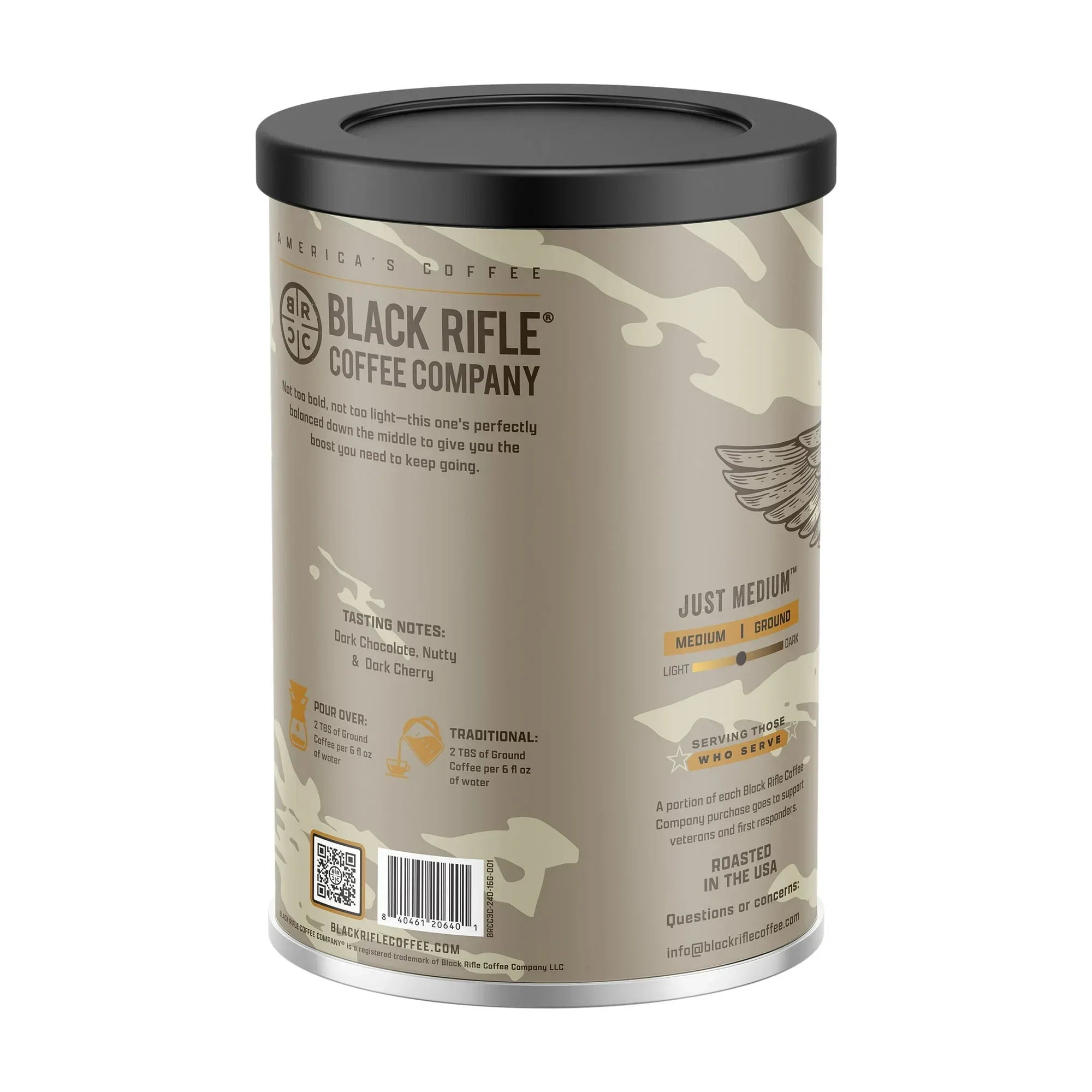 Black Rifle Coffee Company Just Medium™, Medium Roast, Ground Coffee Canister, 16oz