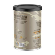 Black Rifle Coffee Company Just Medium coffee canister, back label view