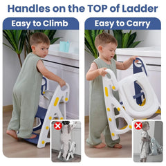 Primlect Potty Training Toilet Seat, 2 in 1 with Ladder, Adjustable Height ,for Ages 1-3, Blue - USA MEGA SHOP