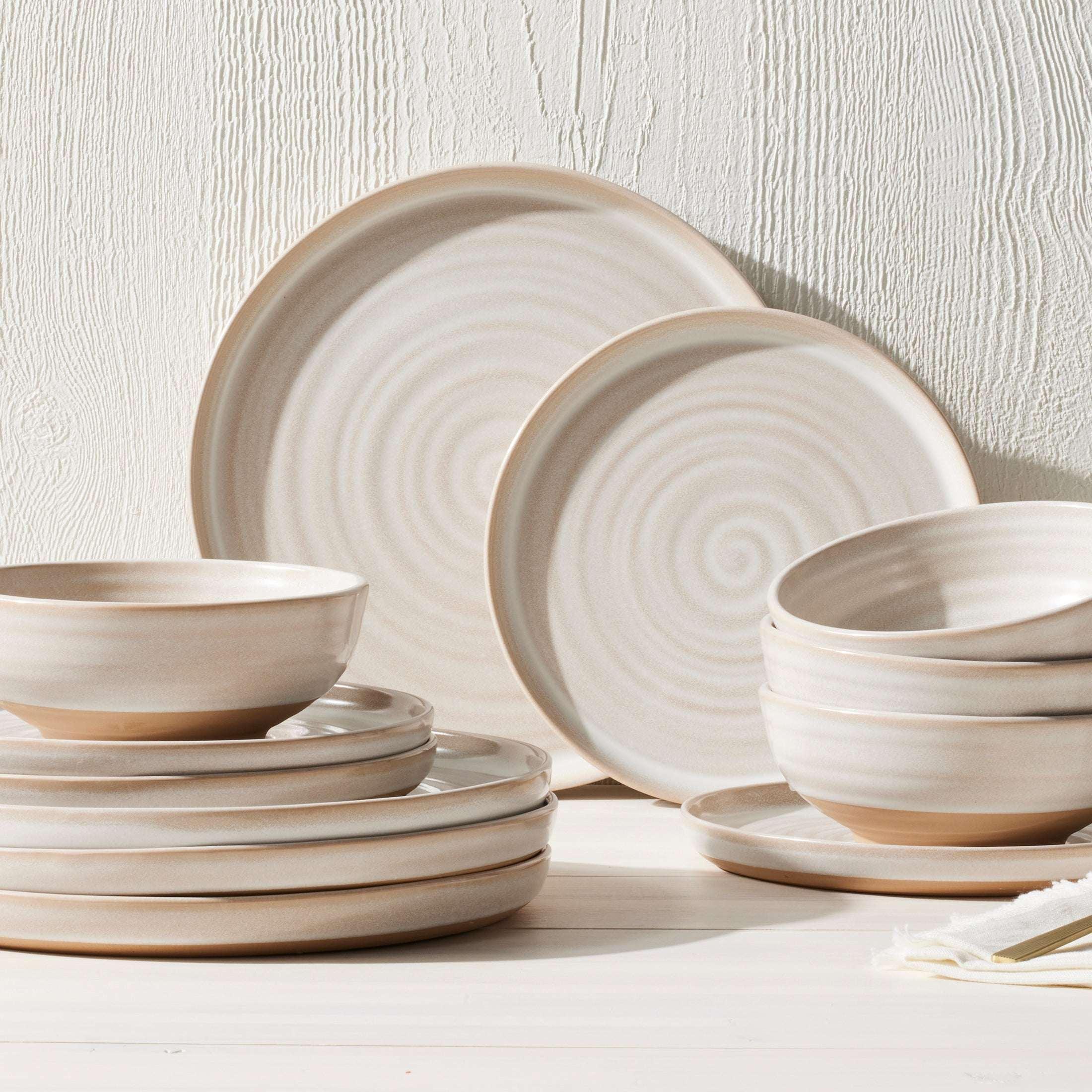 Better Homes & Gardens-Collins Cream Stoneware 12-Piece Dinnerware Set