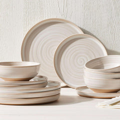 Better Homes & Gardens-Collins Cream Stoneware 12-Piece Dinnerware Set