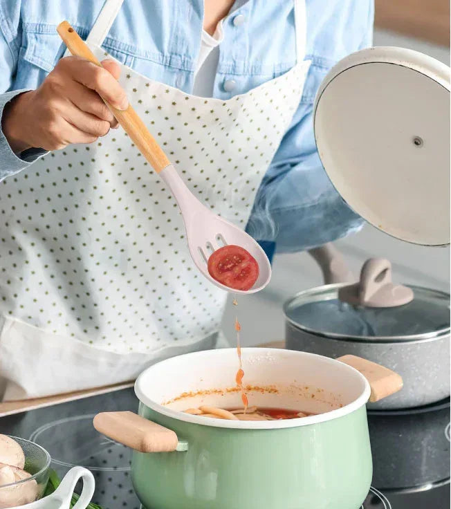 Mainstays Silicone & Bamboo Cooking Utensil Set, 14 Pieces