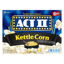 Act II Kettle Corn microwave popcorn package front with 6-count badge