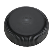 Black ribbed dinner bowl with embossed base, 43-oz recycled plastic