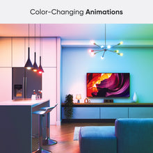 Nanoleaf A19 LED smart bulbs showing blue and pink color-changing lighting