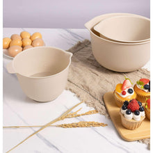 Papyrus beige nesting mixing bowls set of 3 with handles and pouring rims