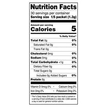 Nutrition Facts panel for iced tea drink mix, serving size and calories listed