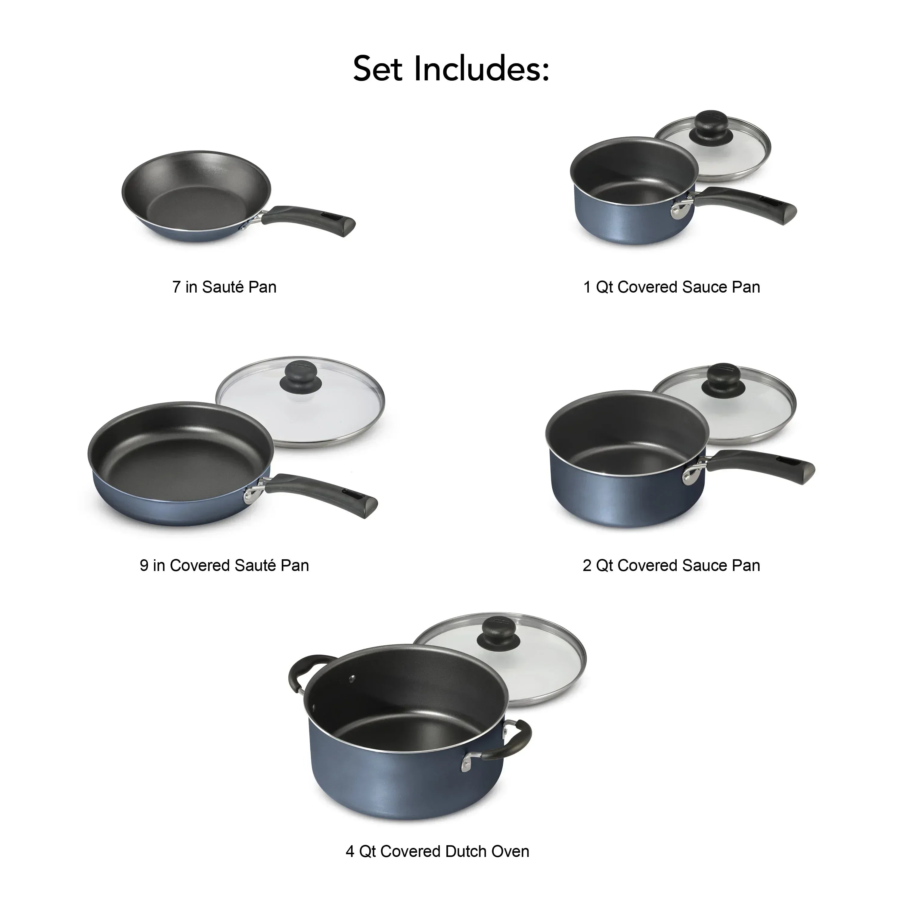 Tramontina 9-Piece Non-stick Cookware Set Blue