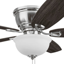 Indoor ceiling fan with frosted light and chocolate walnut reversible blades