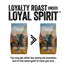 Black Rifle Coffee Company Loyal Spirit coffee bag showing two label versions