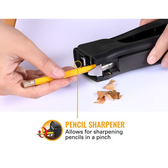 Bostitch Eco-Friendly 4-in-1 Manual Standup Stapler, Built-in Remover, Pencil Sharpener and Staple Storage.