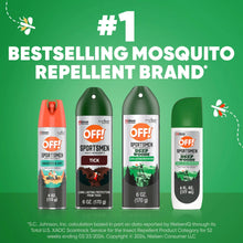 Insect repellent aerosol brand lineup with OFF! Sportsmen cans and #1 badge