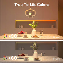 Linkind smart light bulb in a hanging lamp, warm glow