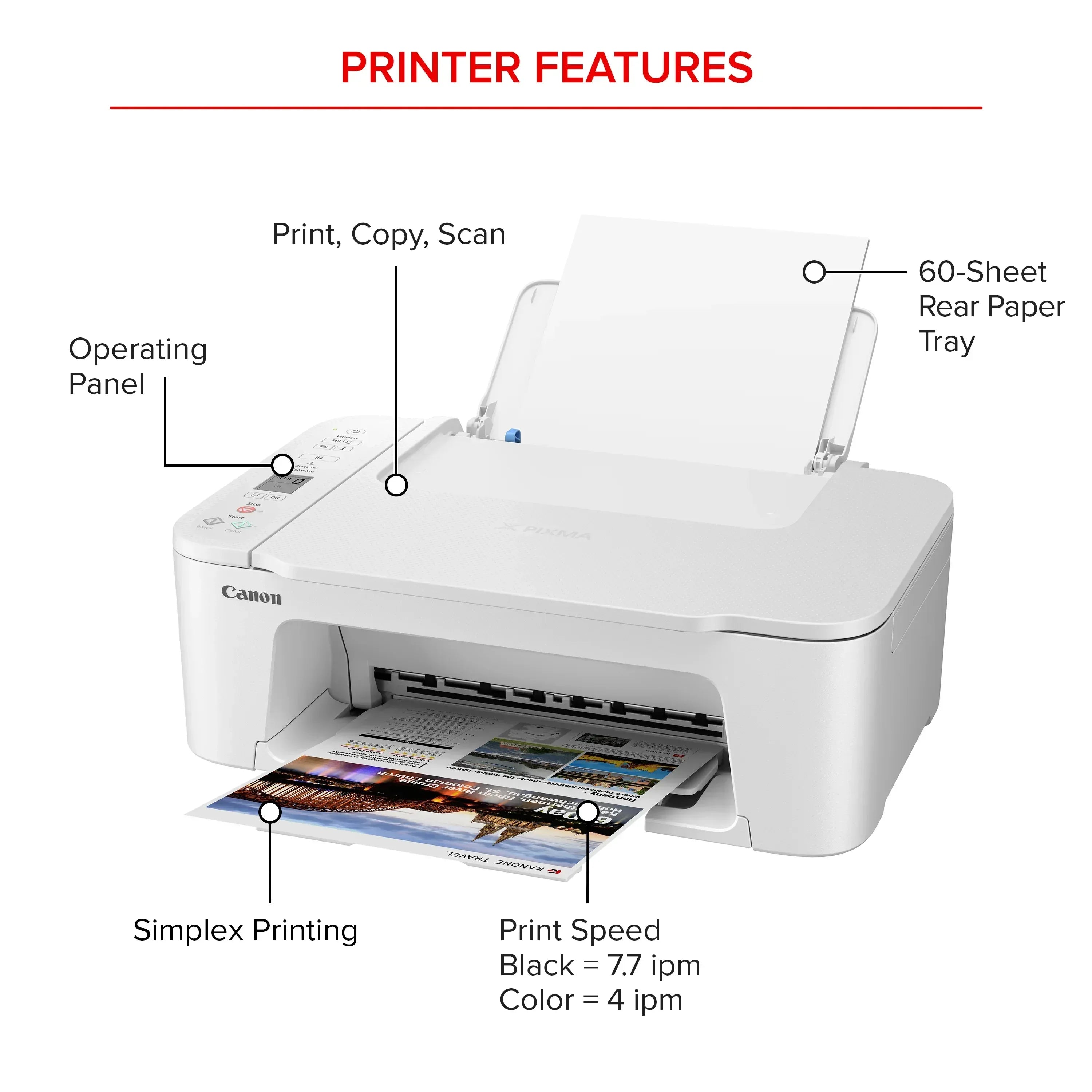 Canon PIXMA TS3722 All-In-One, Wireless Inkjet Printer for Home Office