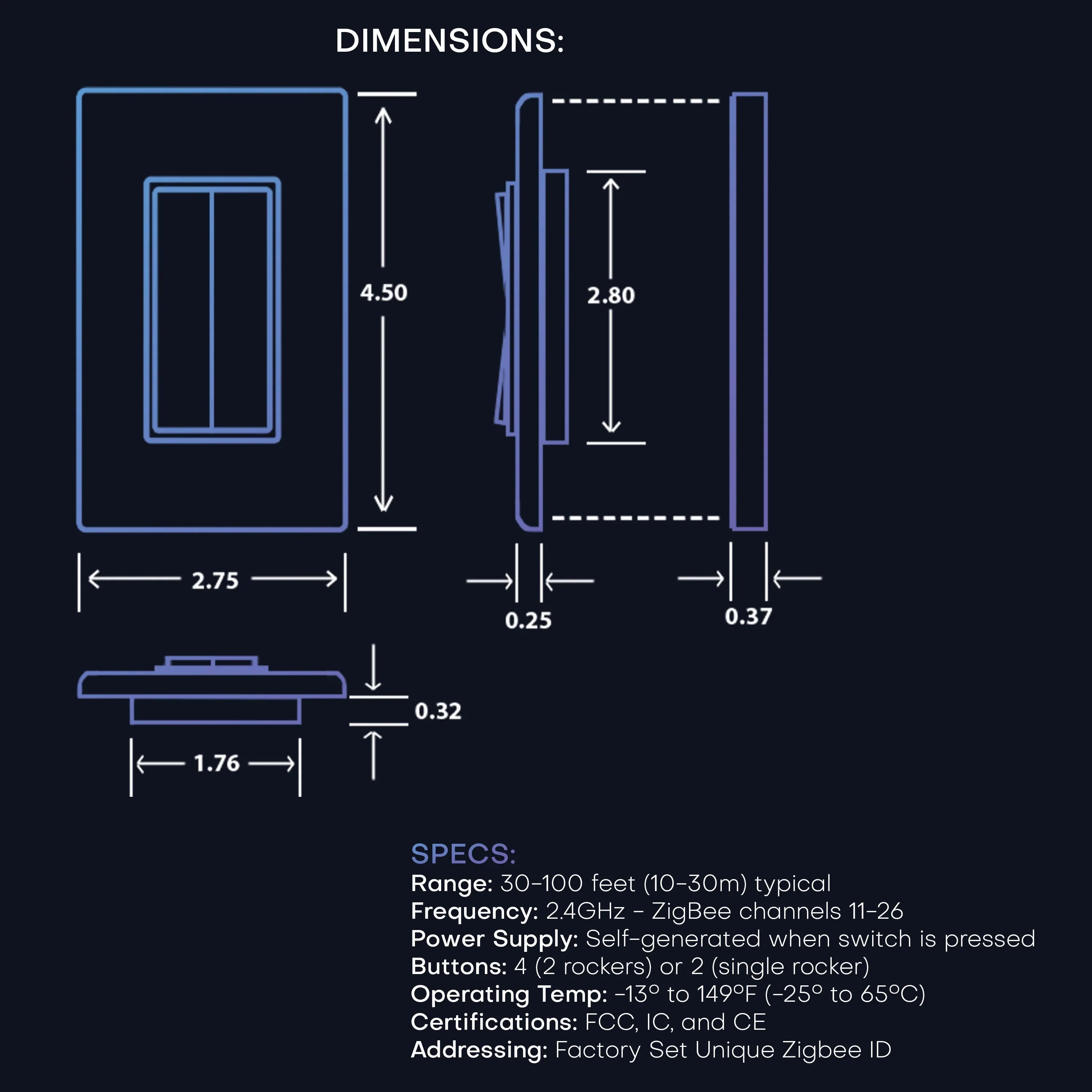 RunLessWire Click for Philips Hue Wireless Battery-Free Smart Dimming Light Switch- Brown