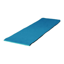 Blue closed-cell foam camping sleeping pad, laid flat