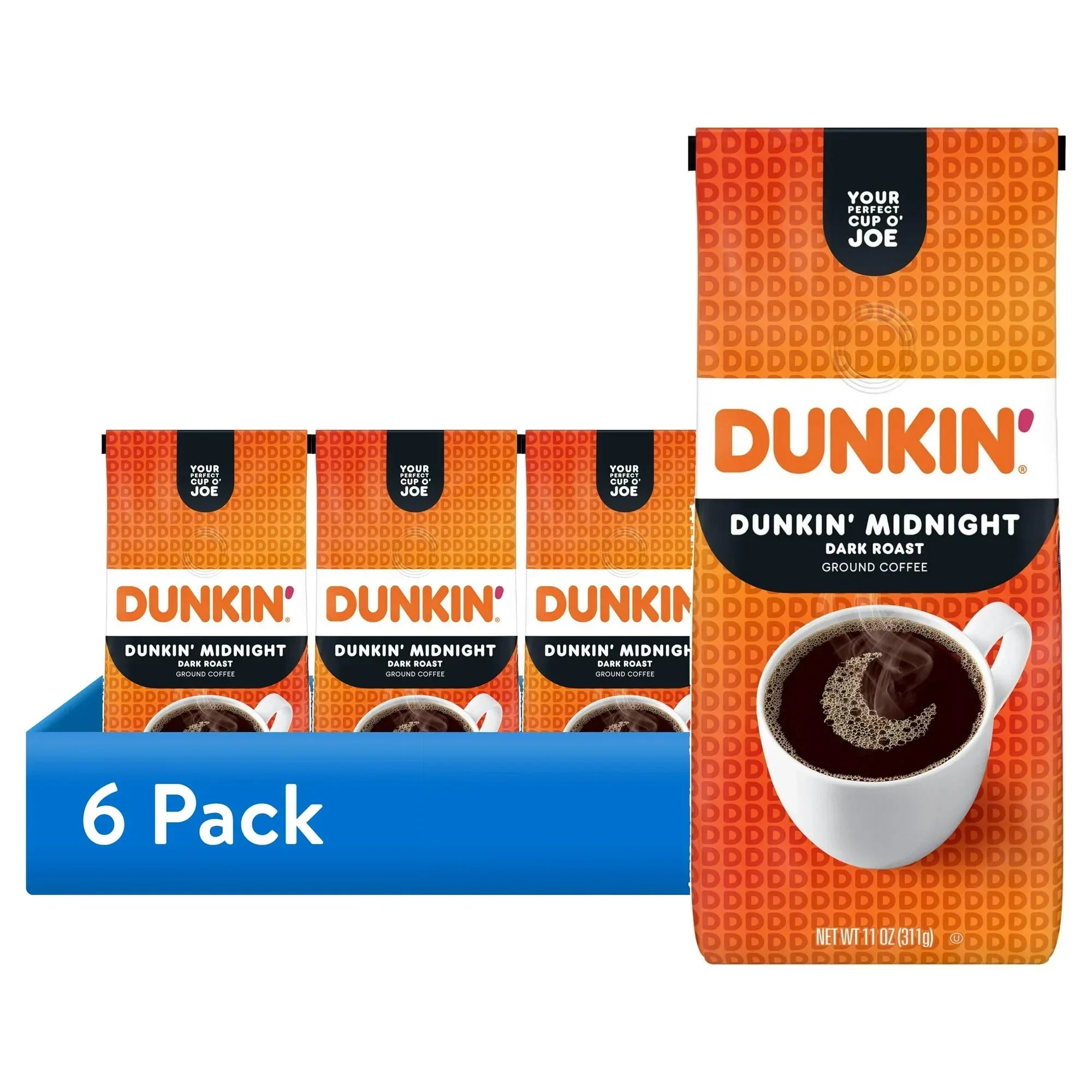 Dunkin’ Midnight Dark Roast Ground Coffee, 11 oz Bag