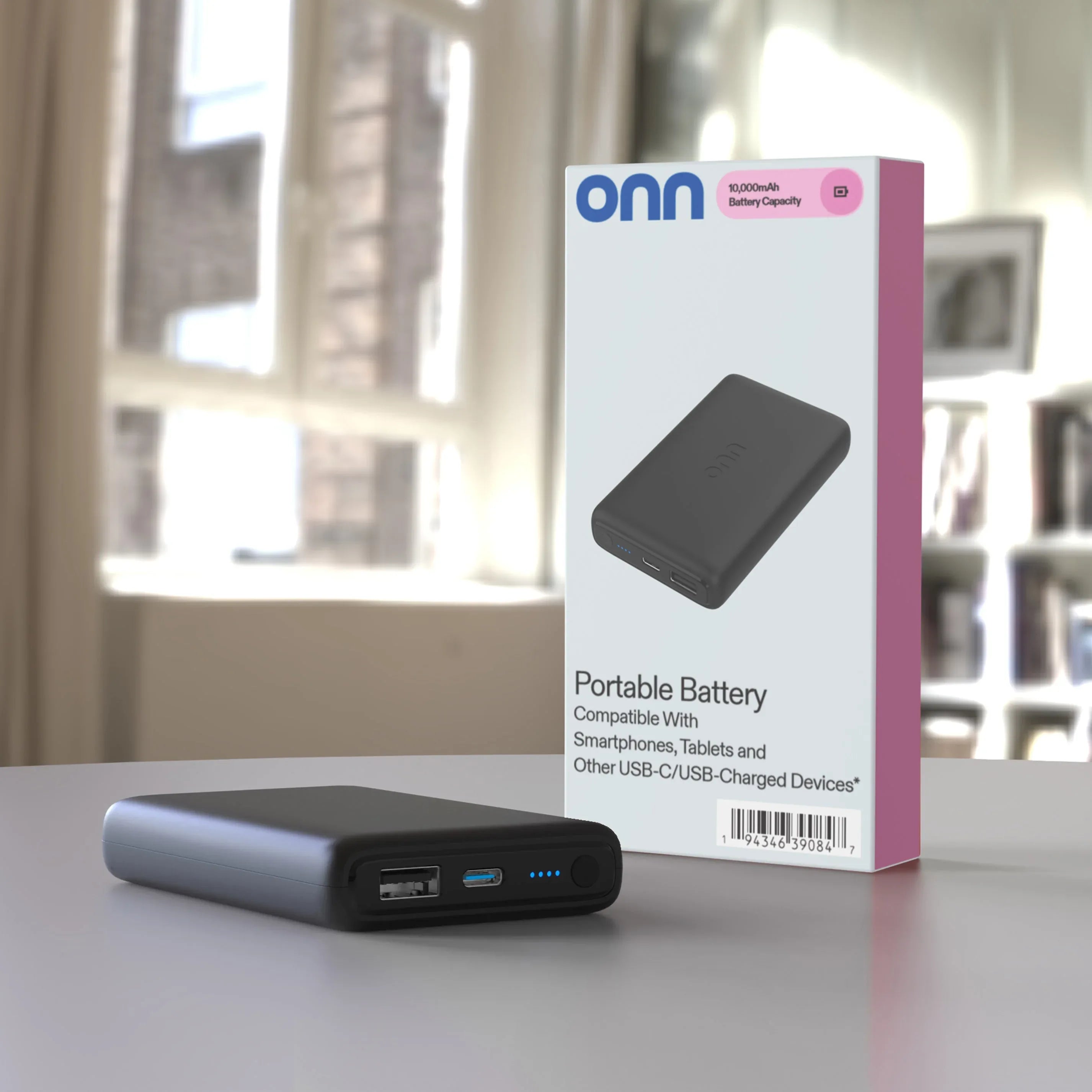 onn 10,000 mAh Dual USB-C/USB-A Port Portable Battery, Black - USA MEGA SHOP