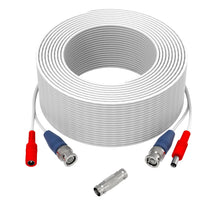 Spool of white BNC security cable with red and blue connector ends