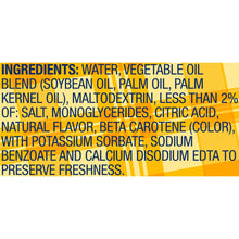 Ingredients label text on yellow container of vegetable oil spread