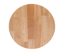 Backless bar stool seat in natural wood, round top with light grain pattern
