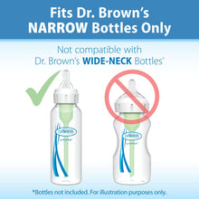 Narrow baby bottle nipple set fits narrow bottles only; not compatible with wide-neck