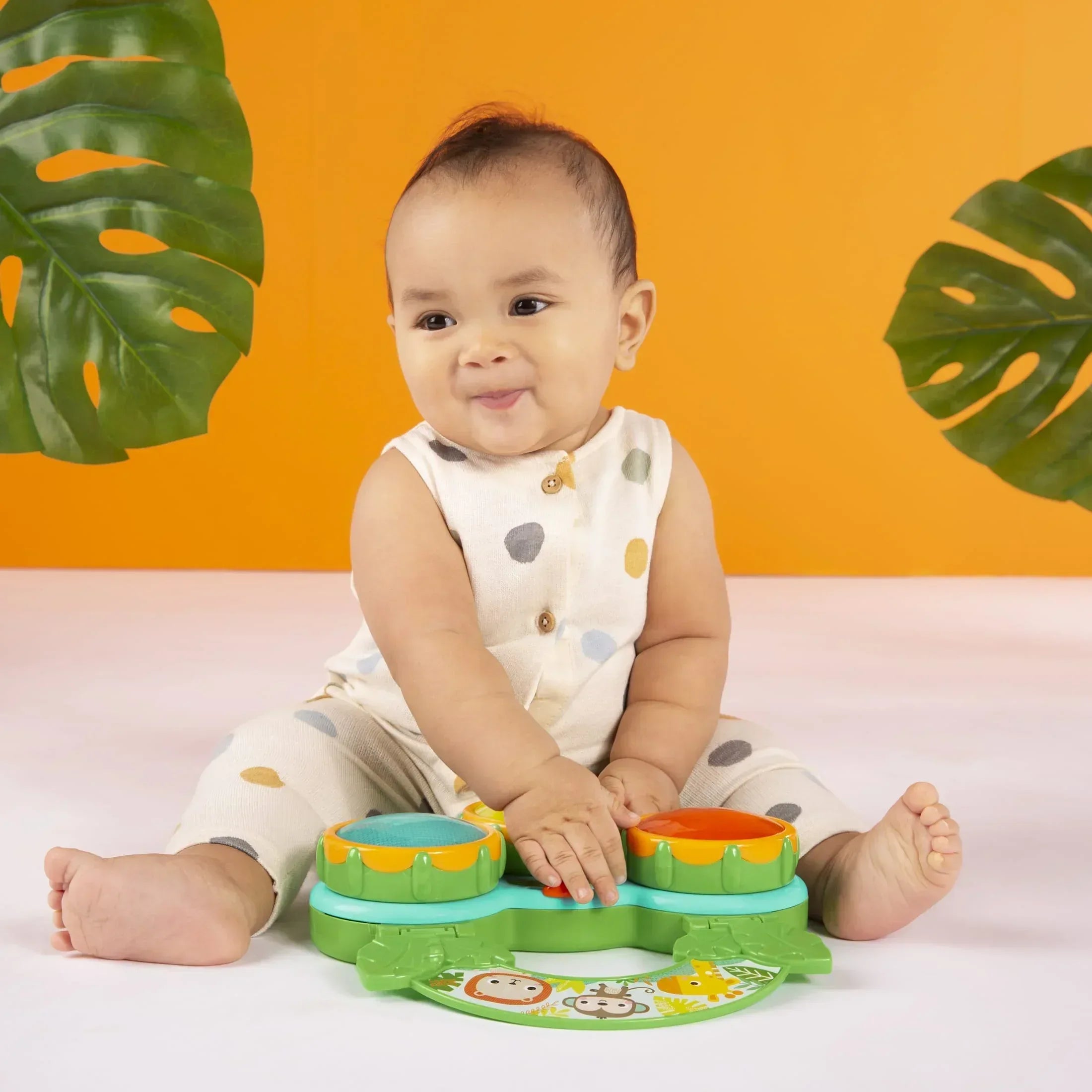 Bright Starts Safari Beats Musical Drum Toy with Lights, Ages 3 Months +, Infant and Toddler, Unisex - USA MEGA SHOP