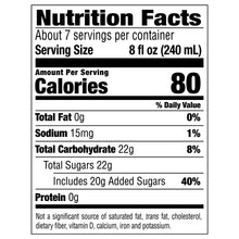 Nutrition Facts panel for fruit punch juice drink, 8 fl oz serving
