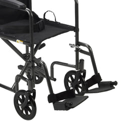 Drive Medical Transport Wheelchair Steel 17 inch Seat Width x 16"D 250 lbs. Weight Capacity TR37E-SV, 1 Ct