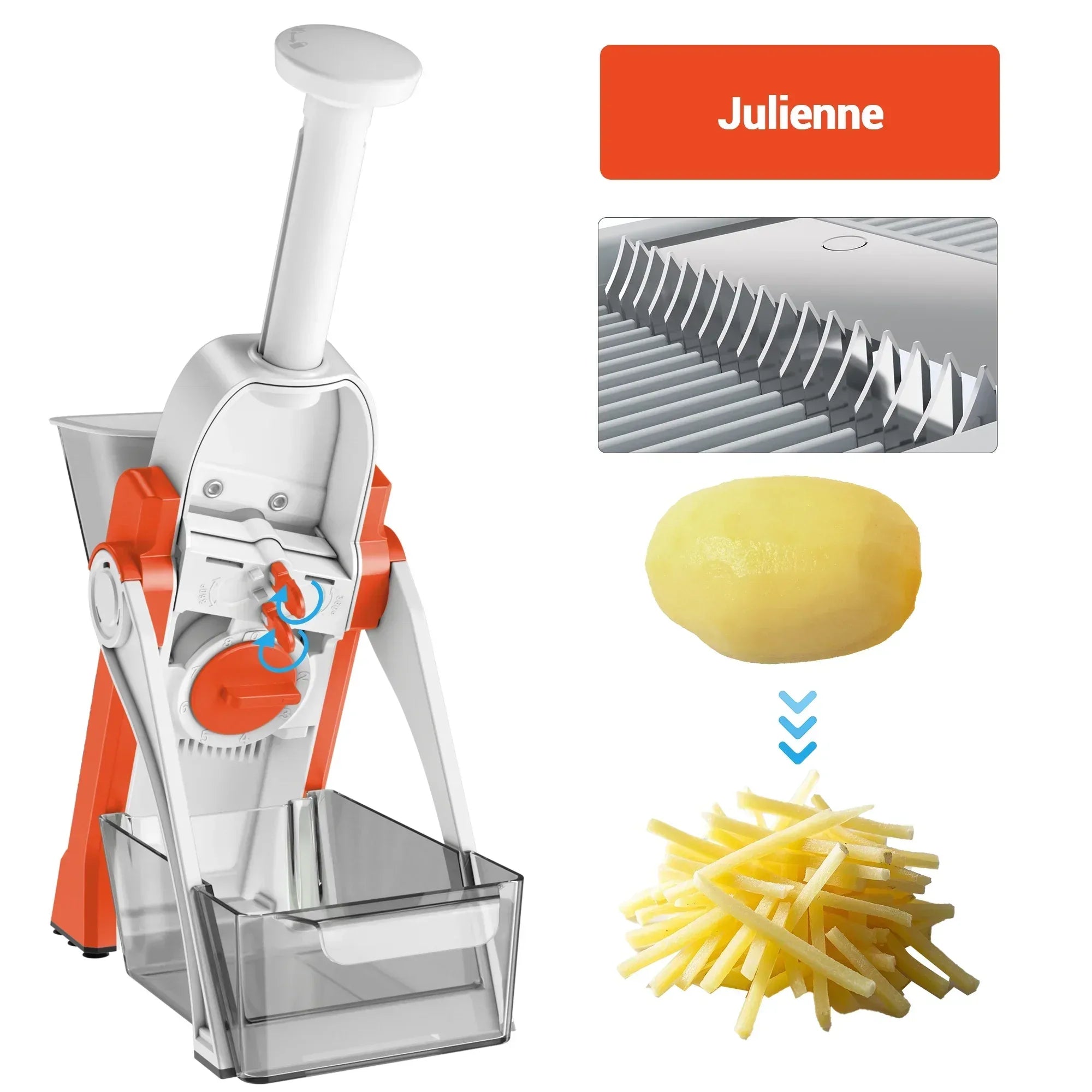 Mandoline Slicer for Vegetables Fruits, Adjustable Thickness Stainless Steel Food Cutter & Chopper, Safe and Quick Meal Preparation - USA MEGA SHOP