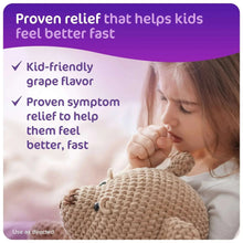 Children’s Dimetapp multi-symptom cold & flu liquid box with kid-friendly grape flavor
