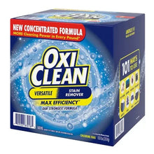 Stain remover powder box, blue with yellow label; side panel shows “10x ways”