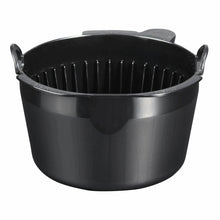 Black drip coffee maker filter basket with ridged sides