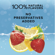 Strawberry lemonade carton label with lemon and strawberries and text '100% natural flavors'