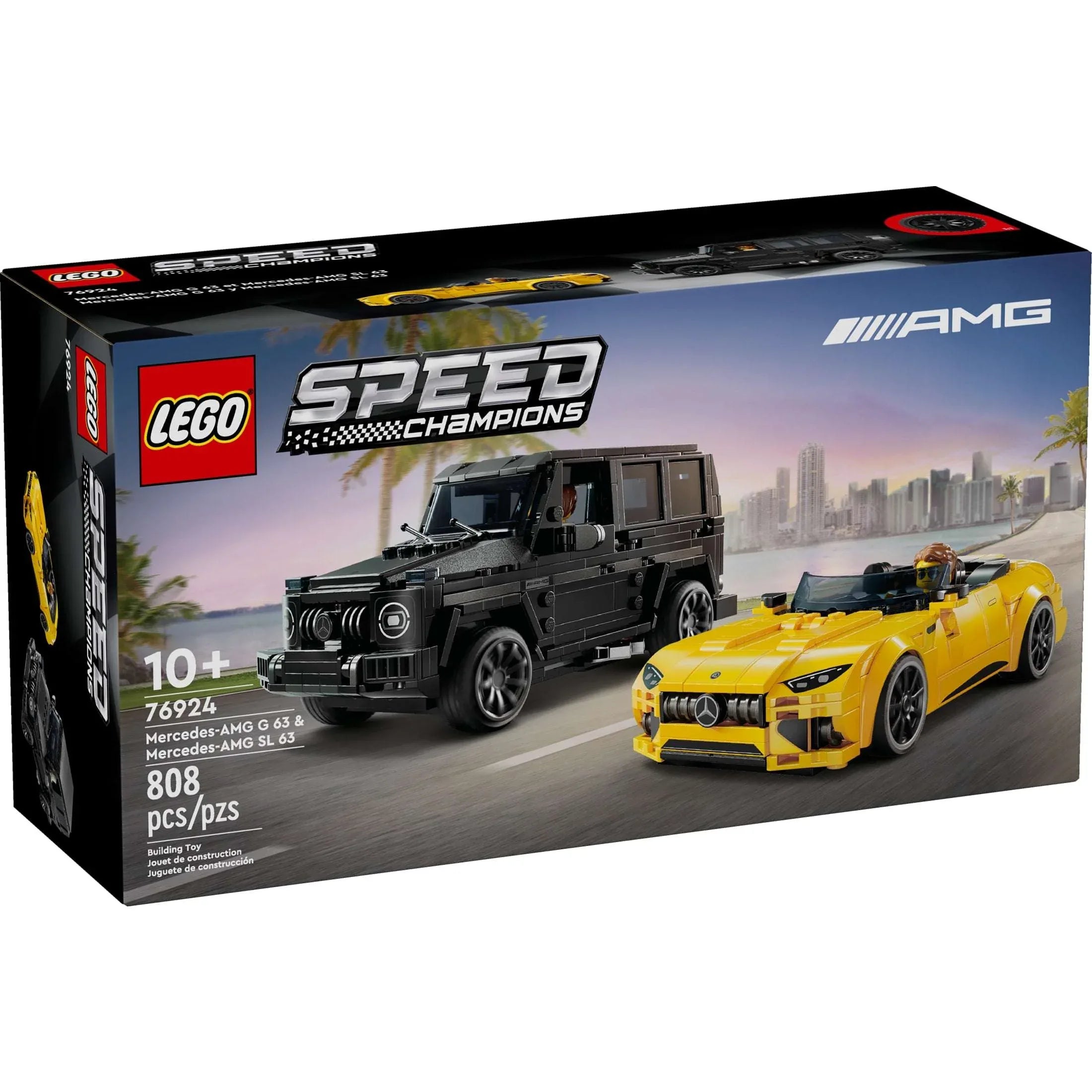 LEGO Speed Champions Mercedes-AMG G 63 & Mercedes-AMG SL 63 Toy Cars - Building Toys Set for Boys & Girls, Ages 10+ - Gift for Christmas - W/ 2 Minifigures - 76924 - USA MEGA SHOP