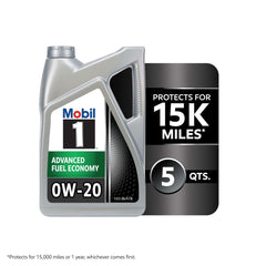 Mobil 1 Advanced Fuel Economy Full Synthetic Motor Oil 0W-20, 5 Quart
