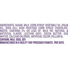 Chocolate candy eggs ingredients and allergen information panel