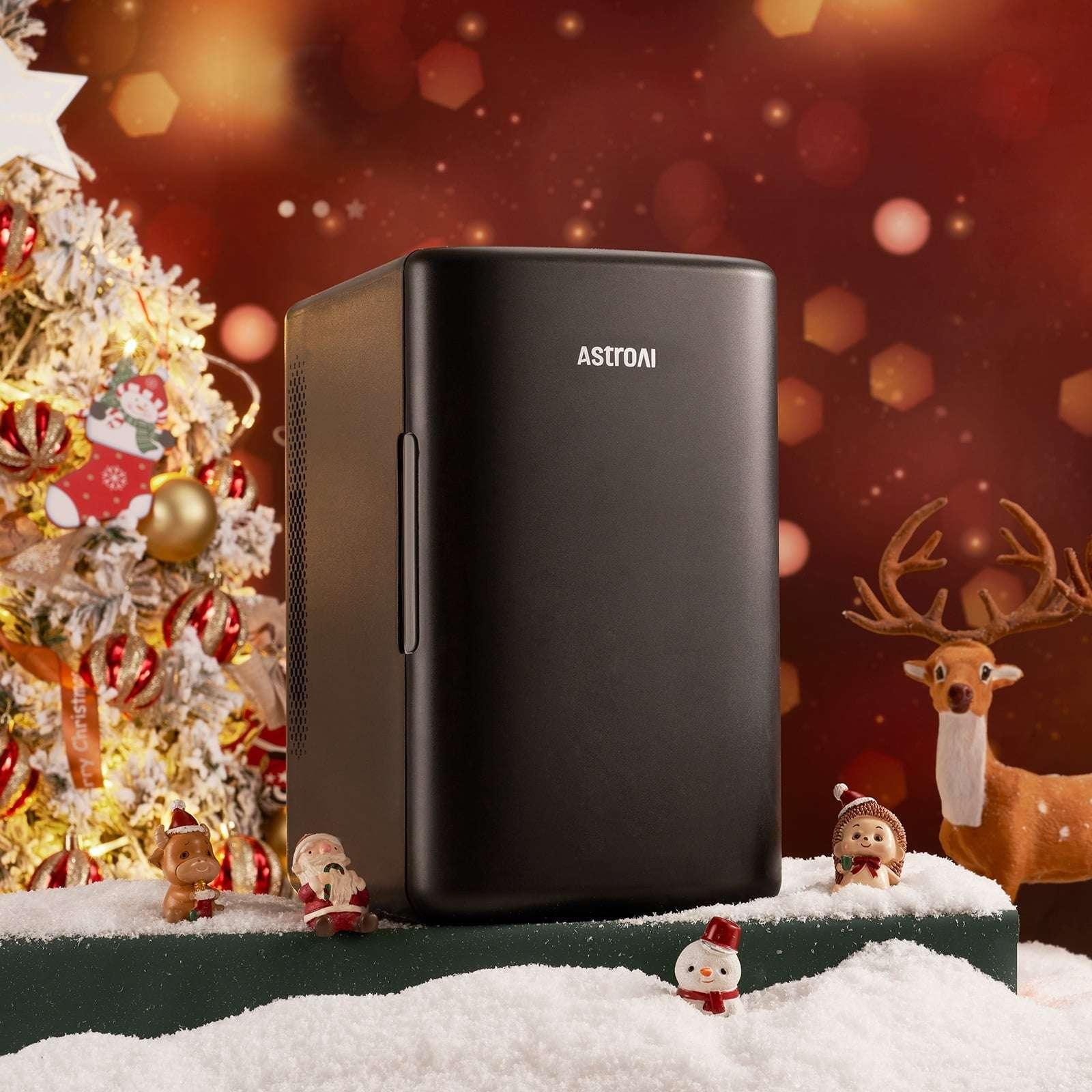 AstroAI Mini Fridge, Compact Refrigerator, Makeup Skincare Fridge 6L 8 Cans Portable Personal Cooler One Door, for Home, Car, Black, for Gifts