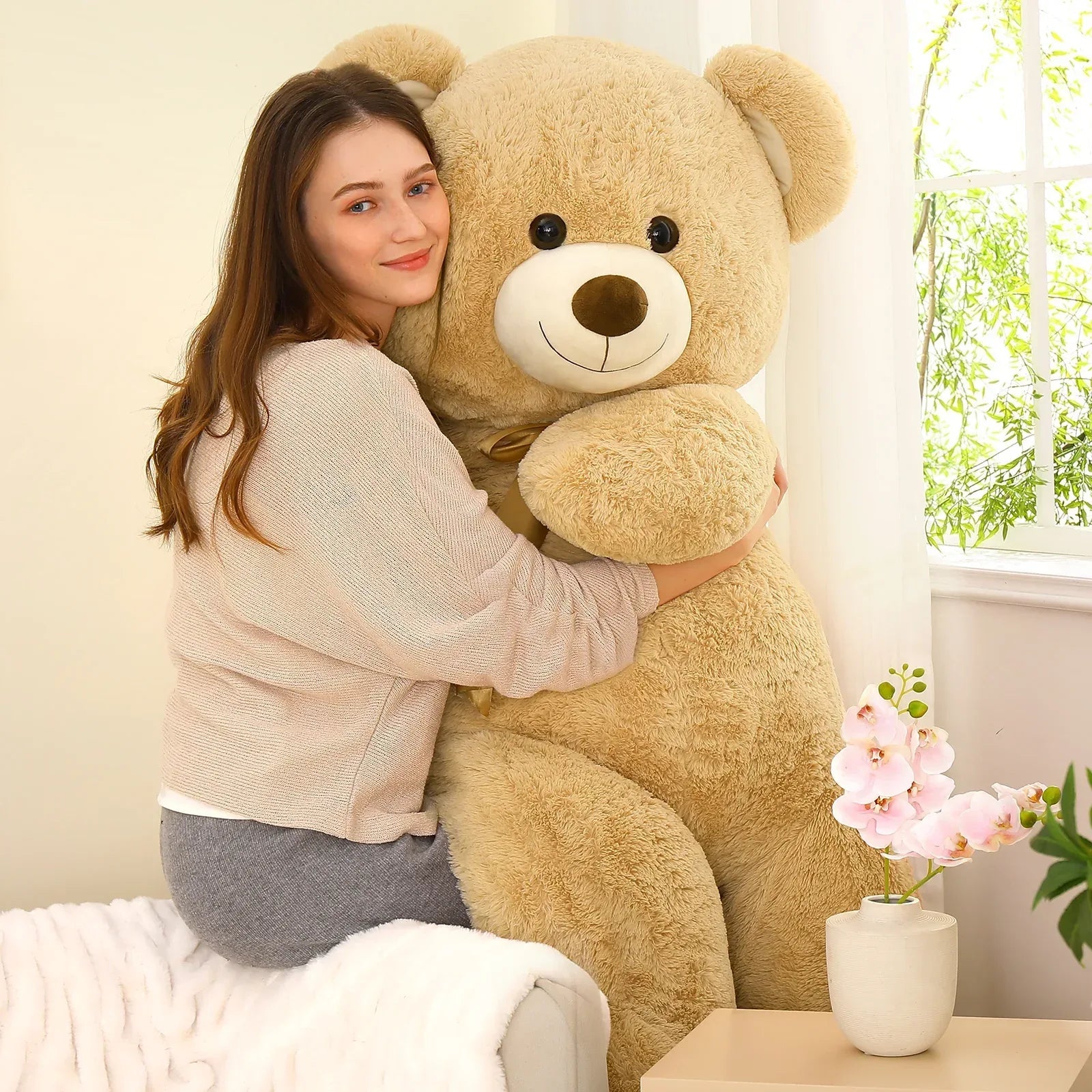 MorisMos 4ft Giant Brown Teddy Bear Stuffed Animal, Big Teddy Bear Plush